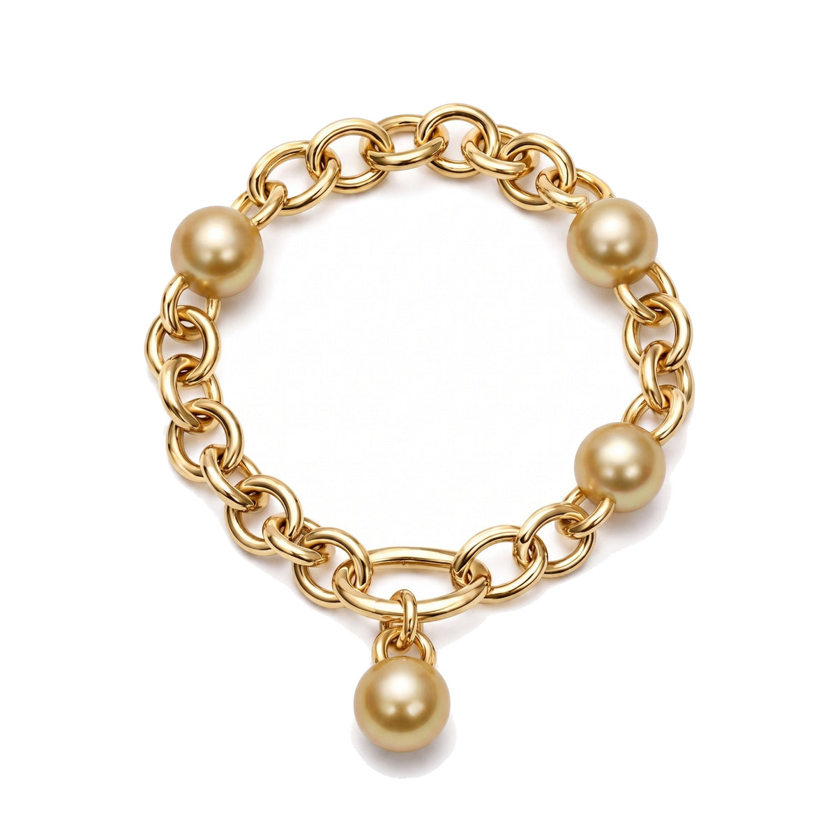 Bracciale Milano in oro giallo 18k con perle South Sea gold 11 mm 18 cm — MIMÍ Milano