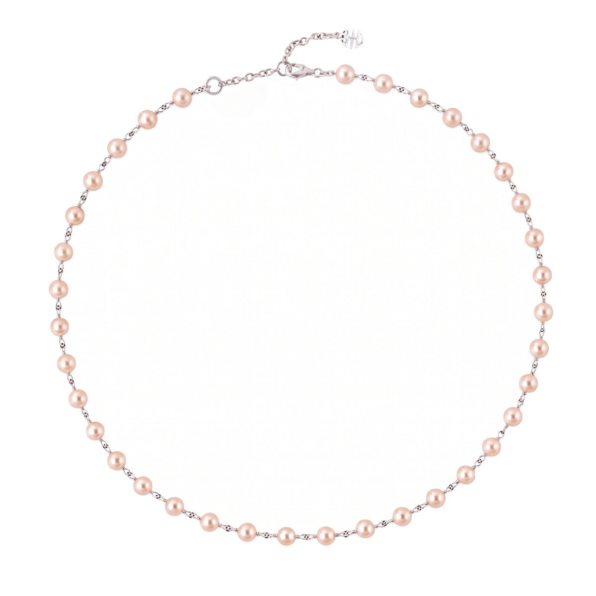 Collana choker in argento 925 con perle Freshwater rosa 5 mm 44 cm — MIMÍ Milano