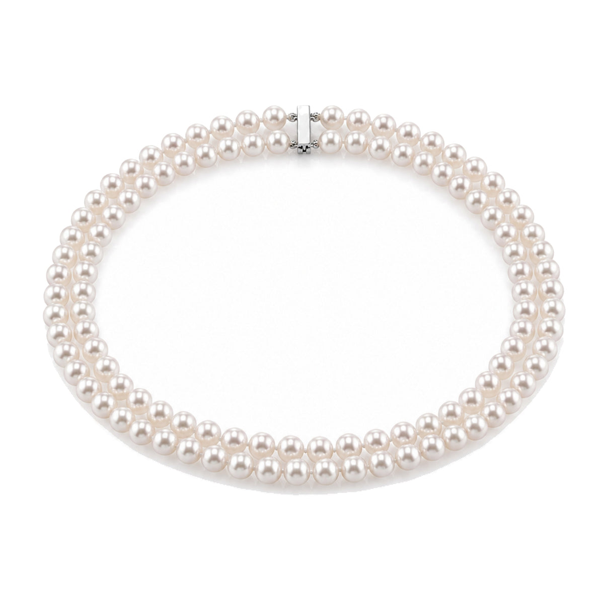 Collana choker in oro bianco 18k con perle Akoya bianche 6,5-7 mm dittico — MIMÍ Milano