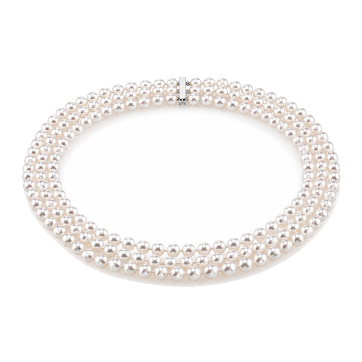 Collana choker in oro bianco 18k con perle Akoya bianche 6,5-7 mm trittico — MIMÍ Milano