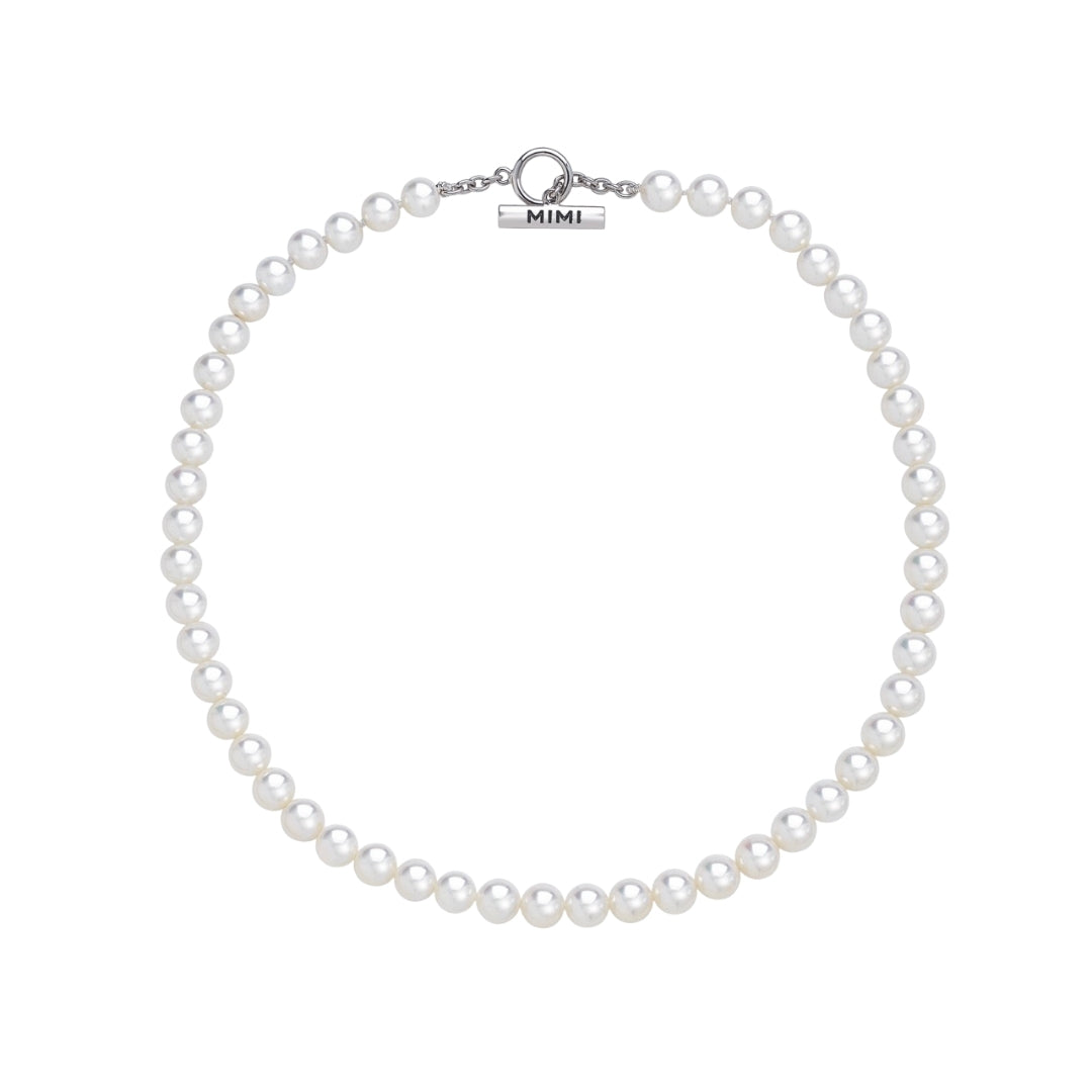 MIMI Collana Classica con Perle Bianche Freshwater