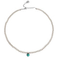 Collana perle bianche e doppietta verde acqua