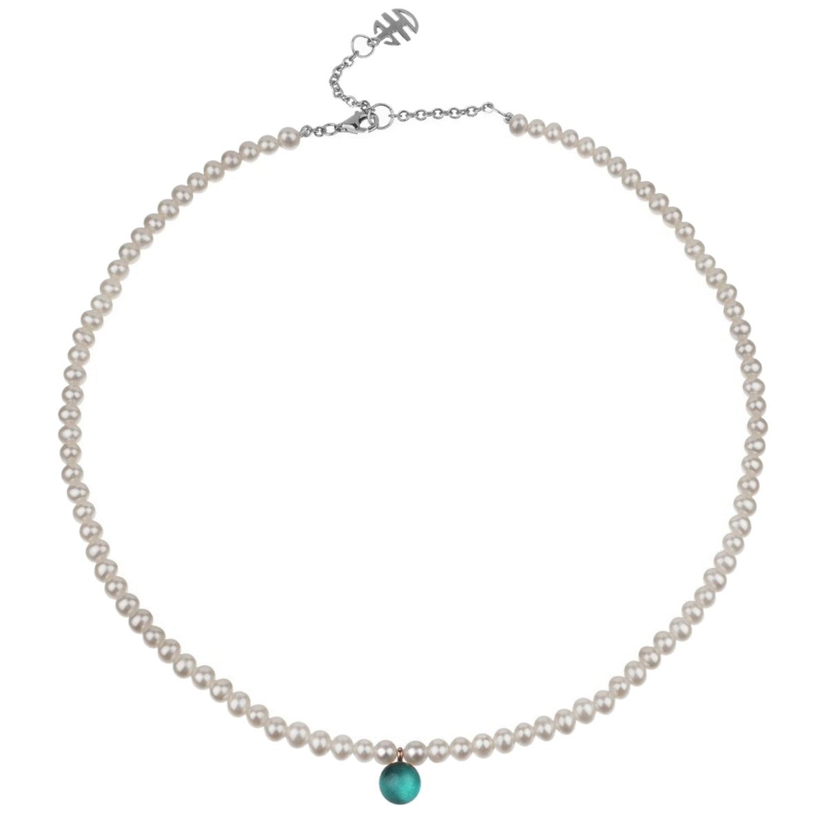 Collana doppio in argento 925 con perle Freshwater bianche 4 mm e doppietta, madreperla color — MIMÍ Milano