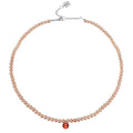Collana perle rosa e doppietta arancione