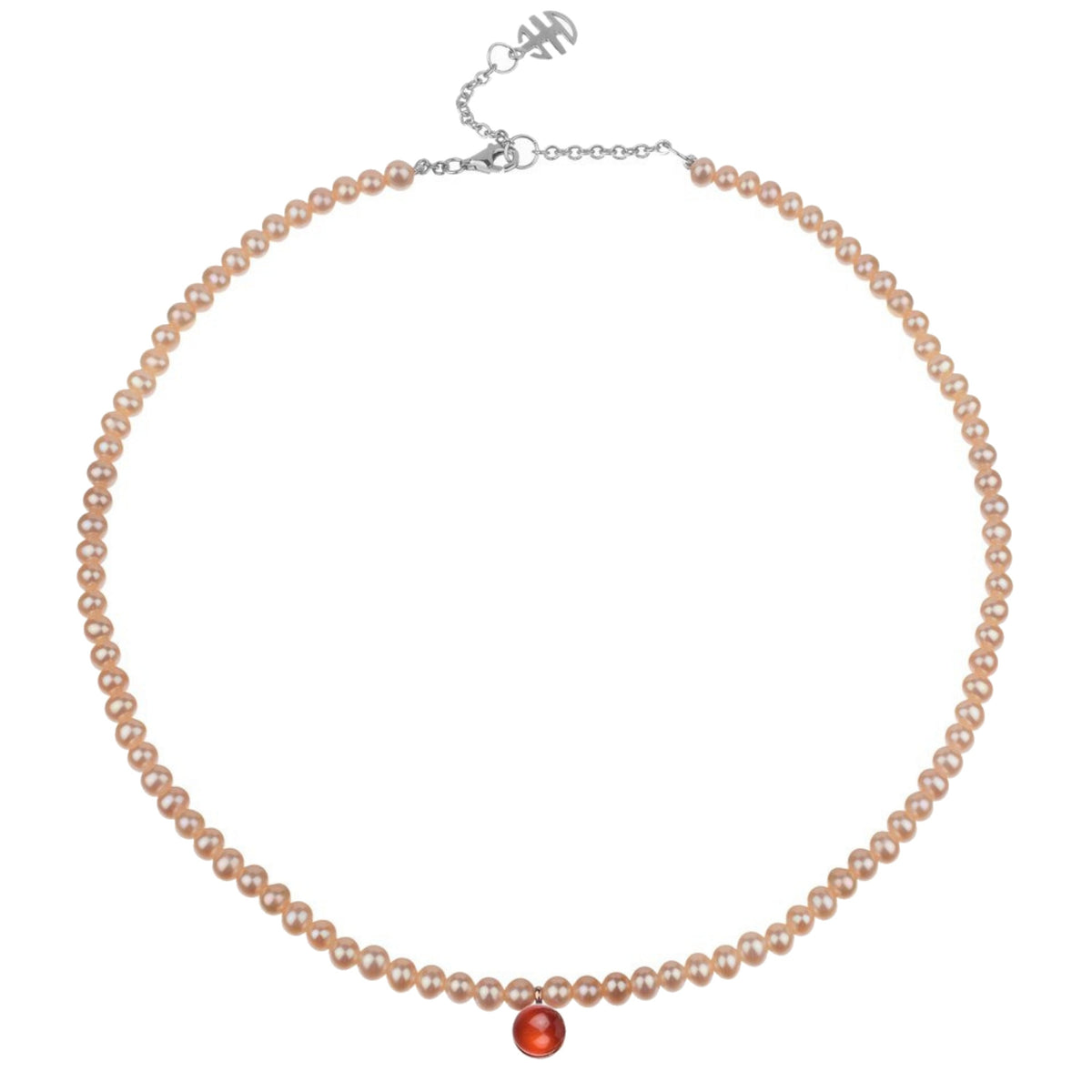 Collana doppio in argento 925 con perle Freshwater rosa 4 mm e doppietta, madreperla color — MIMÍ Milano