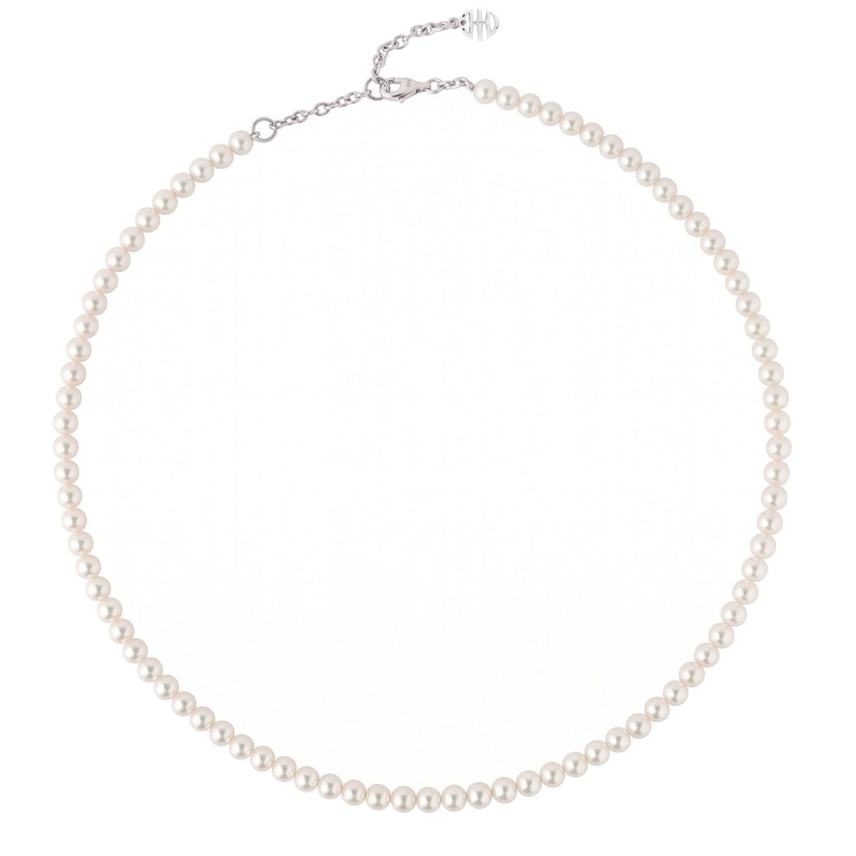 Collana elastico in argento 925 con perle Freshwater bianche 5,5-6 mm e charm Ognibene — MIMÍ Milano