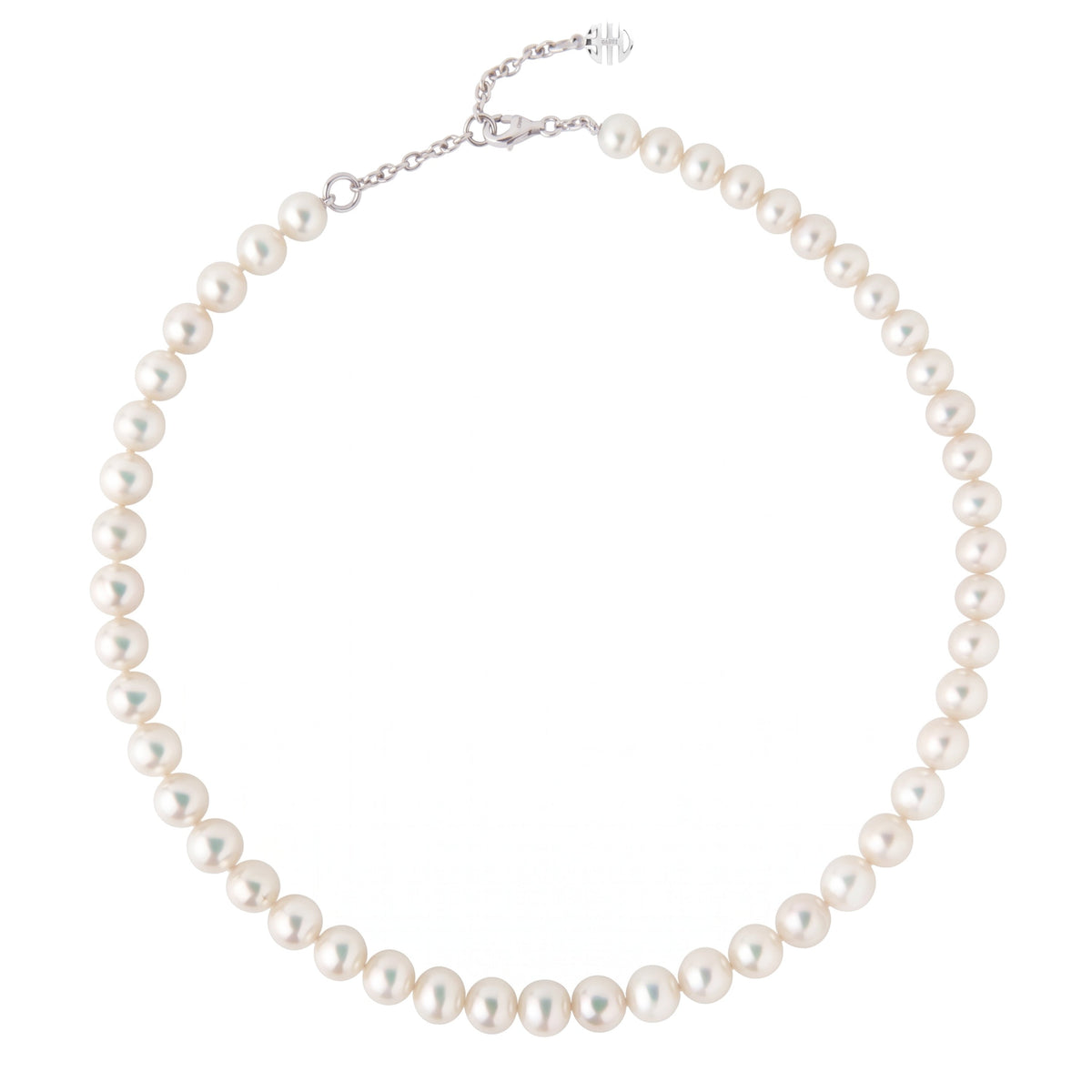 Collana elastico in argento 925 con perle Freshwater bianche 7-8 mm e charm Ognibene — MIMÍ Milano