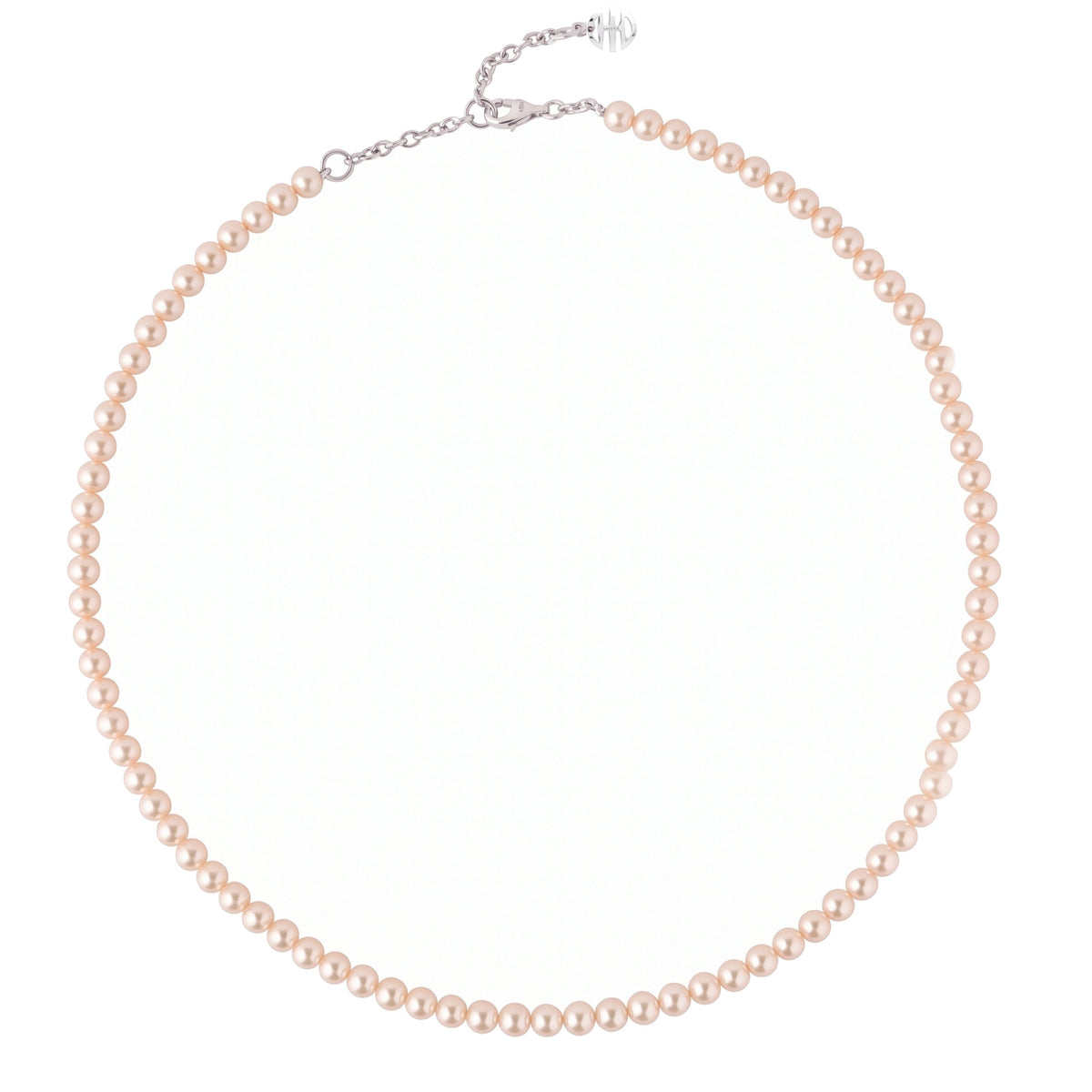 Collana elastico in argento 925 con perle Freshwater rosa 5,5-6 mm e charm Ognibene — MIMÍ Milano