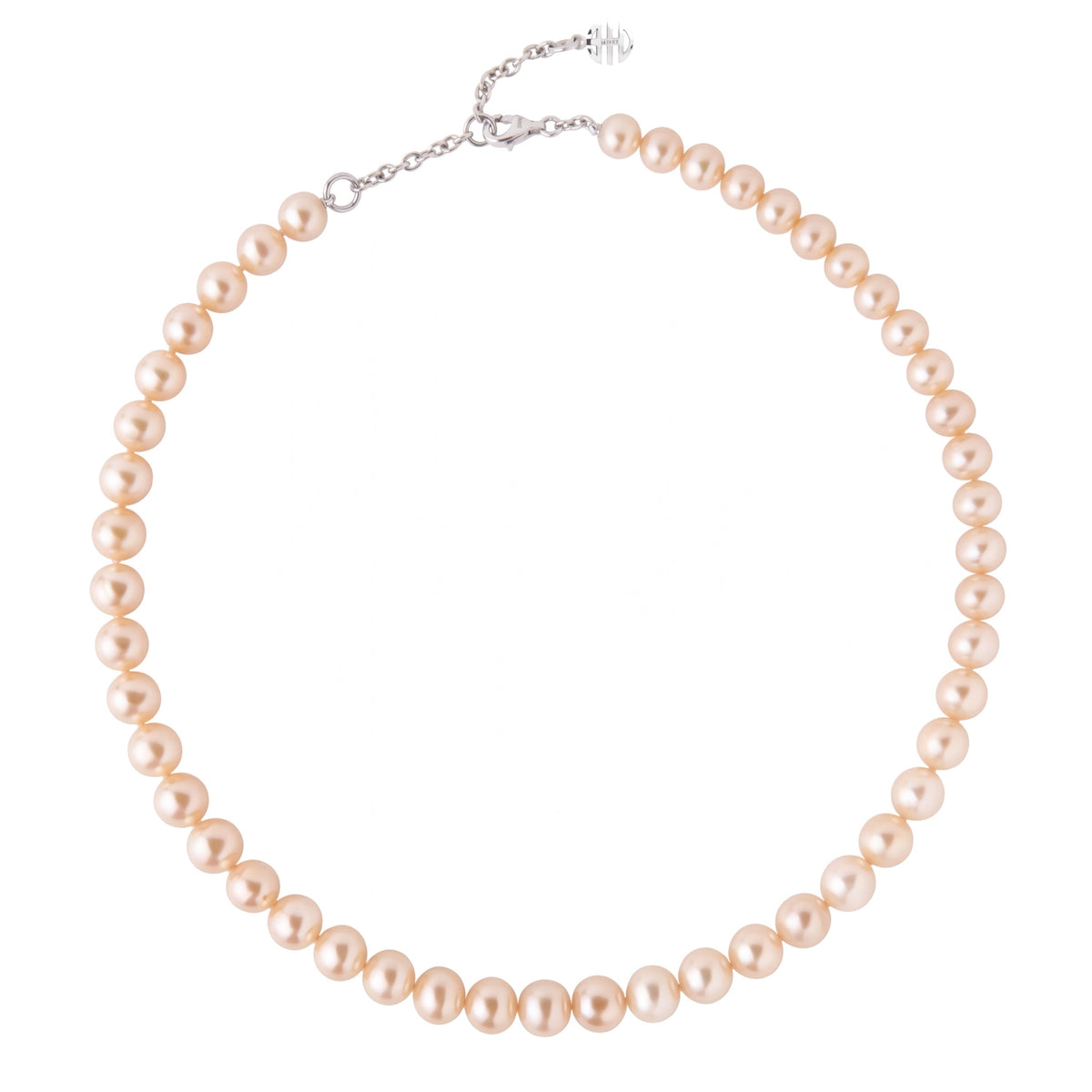 Collana elastico in argento 925 con perle Freshwater rosa 7-8 mm e charm Ognibene — MIMÍ Milano