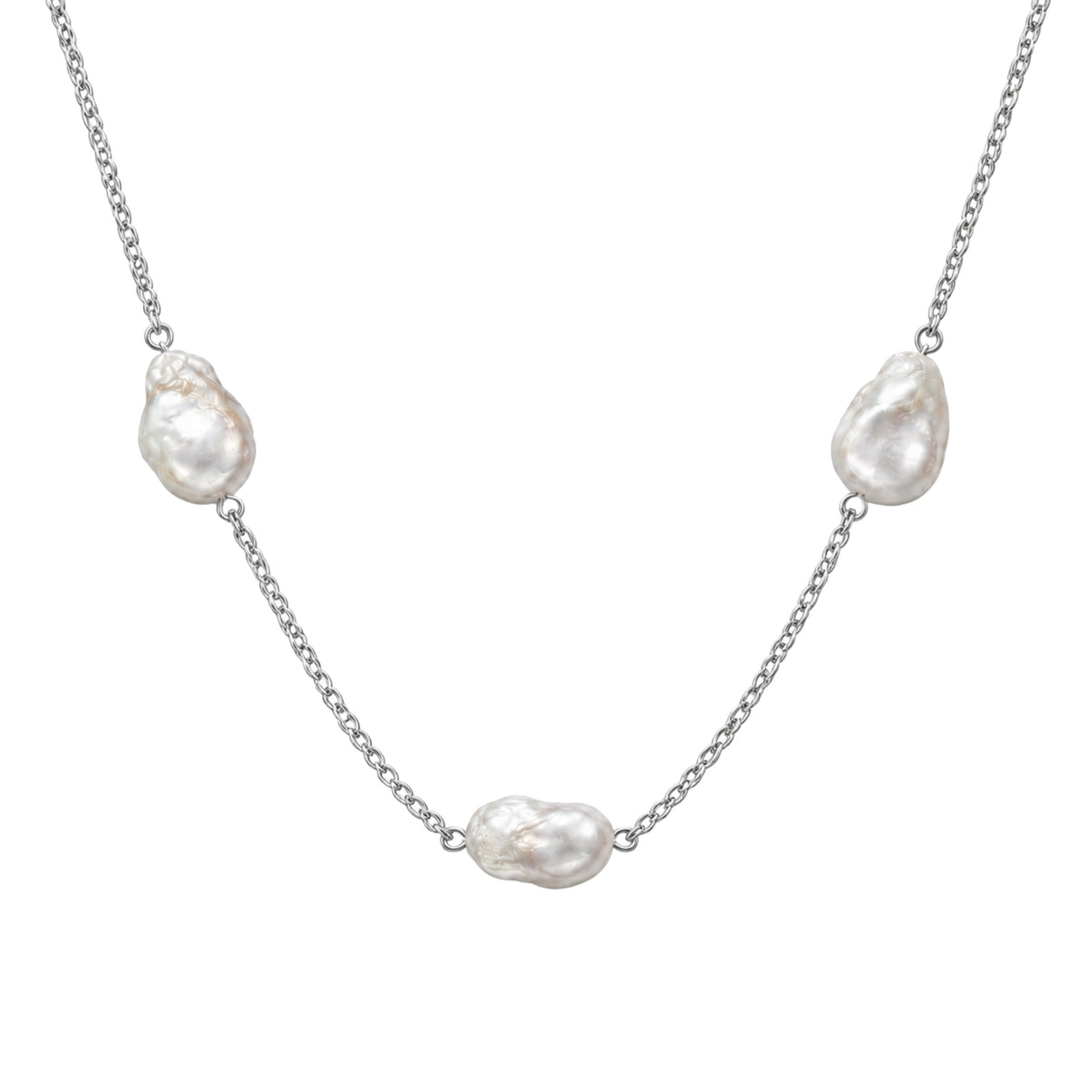 Collana in argento 925 con perle barocche bianche 14x20 mm 99 cm — MIMÍ Milano