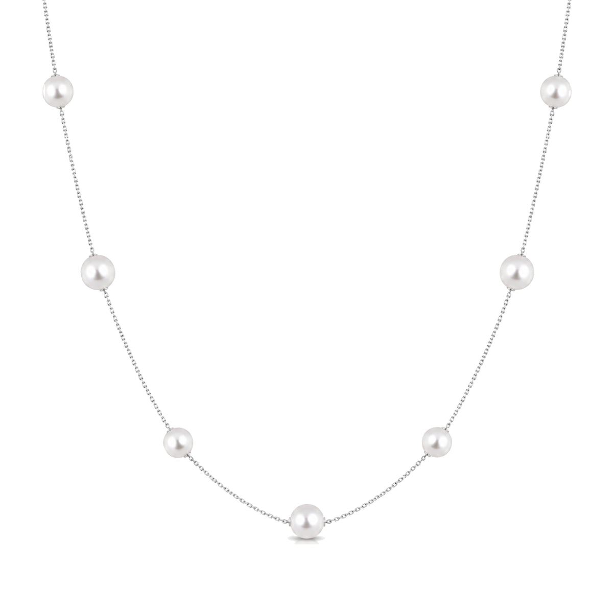Collana in oro bianco 18k con perle Akoya bianche 42 cm — MIMÍ Milano