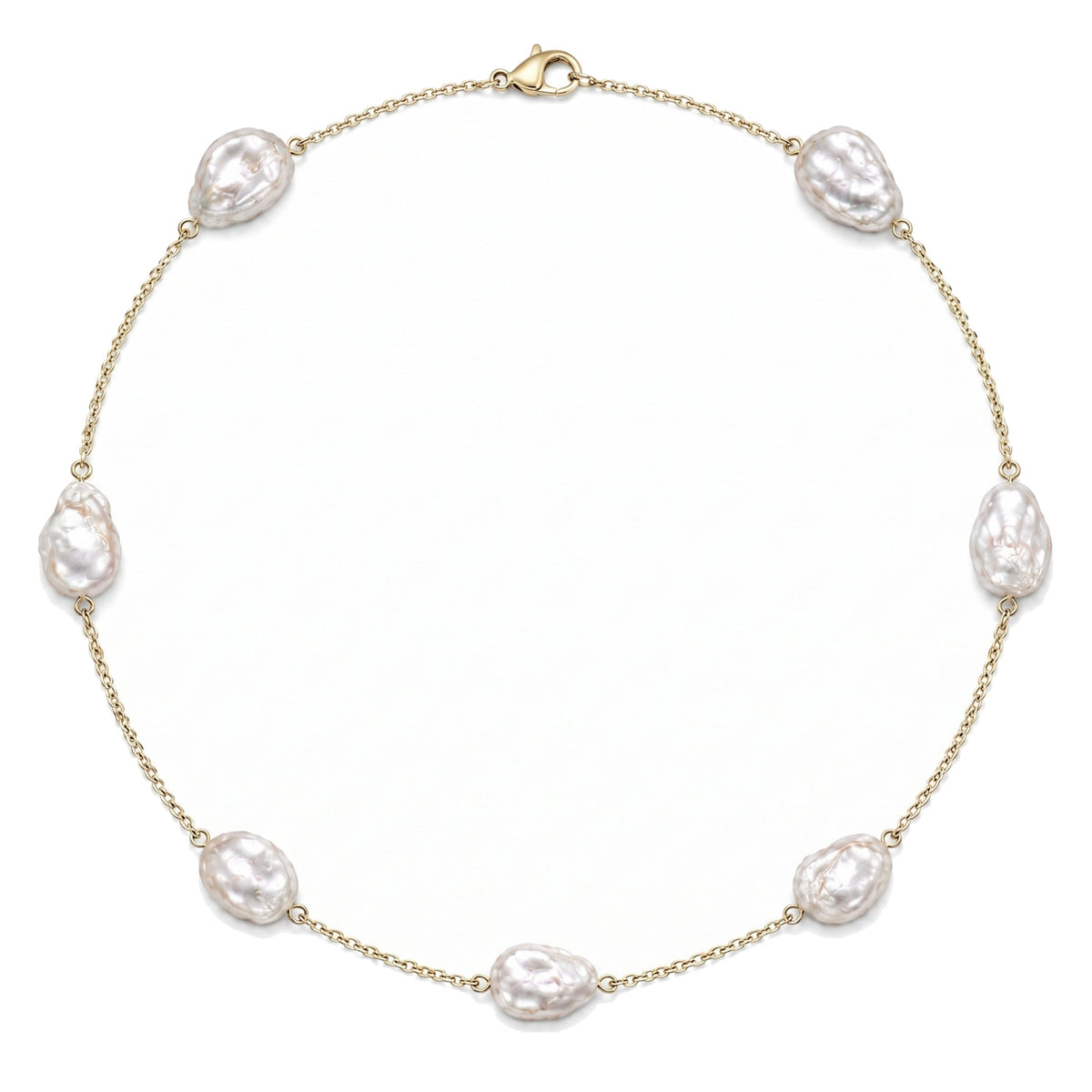 Collana in oro giallo 9k con perle barocche bianche 42 cm — MIMÍ Milano