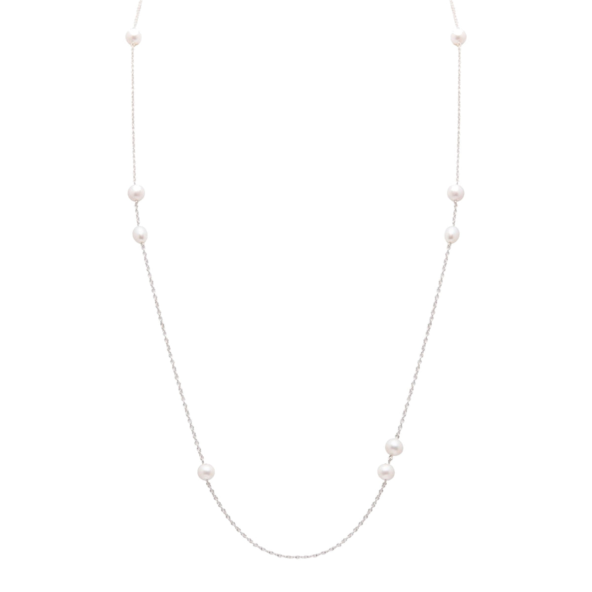 Collana in oro giallo 9k con perle Freshwater bianche 7 mm 90 cm ovali — MIMÍ Milano