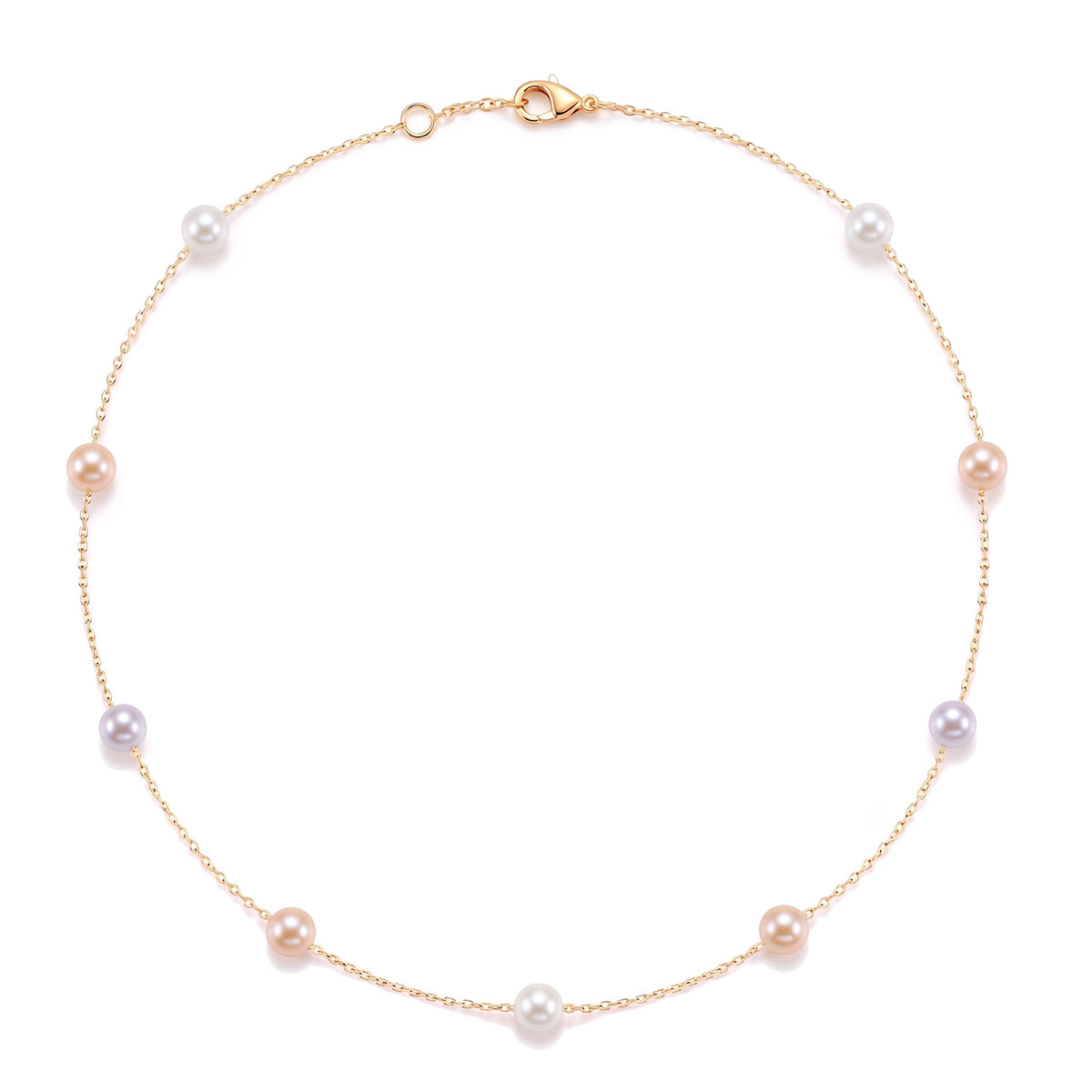 Collana in oro giallo 9k con perle Freshwater multicolor 5,5-6 mm 42 cm — MIMÍ Milano