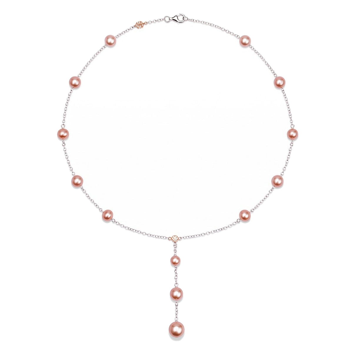 Collana in oro giallo 9k con perle Freshwater rosa e diamanti — MIMÍ Milano