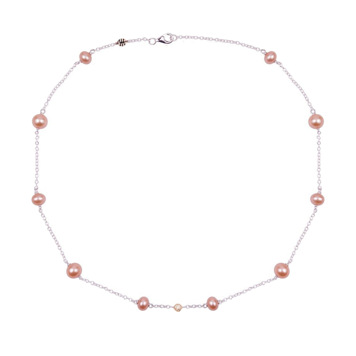 Collana in oro giallo 9k con perle Freshwater rosa e diamanti — MIMÍ Milano — vista 2