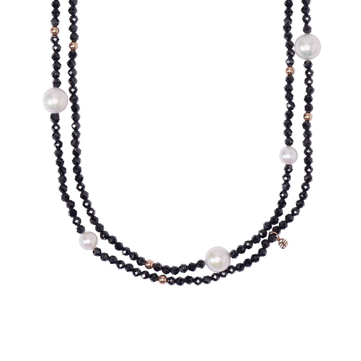 Collana in oro rosa 18k con perle Freshwater bianche 4-5 mm 110 cm — MIMÍ Milano