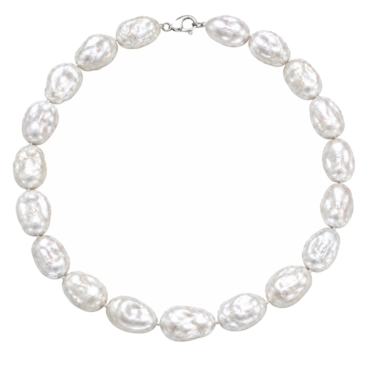 Collana princess in argento 925 con perle barocche bianche 14x20 mm 45 cm — MIMÍ Milano