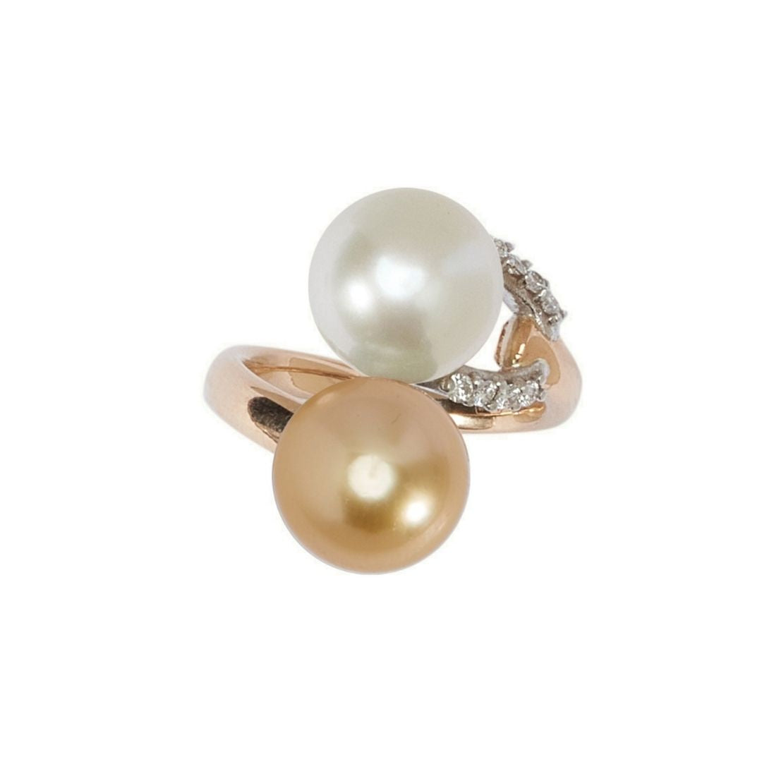 MIMI Anello Oro Rosa Contrarié con Perle South Sea 12 mm e Diamanti perla gold