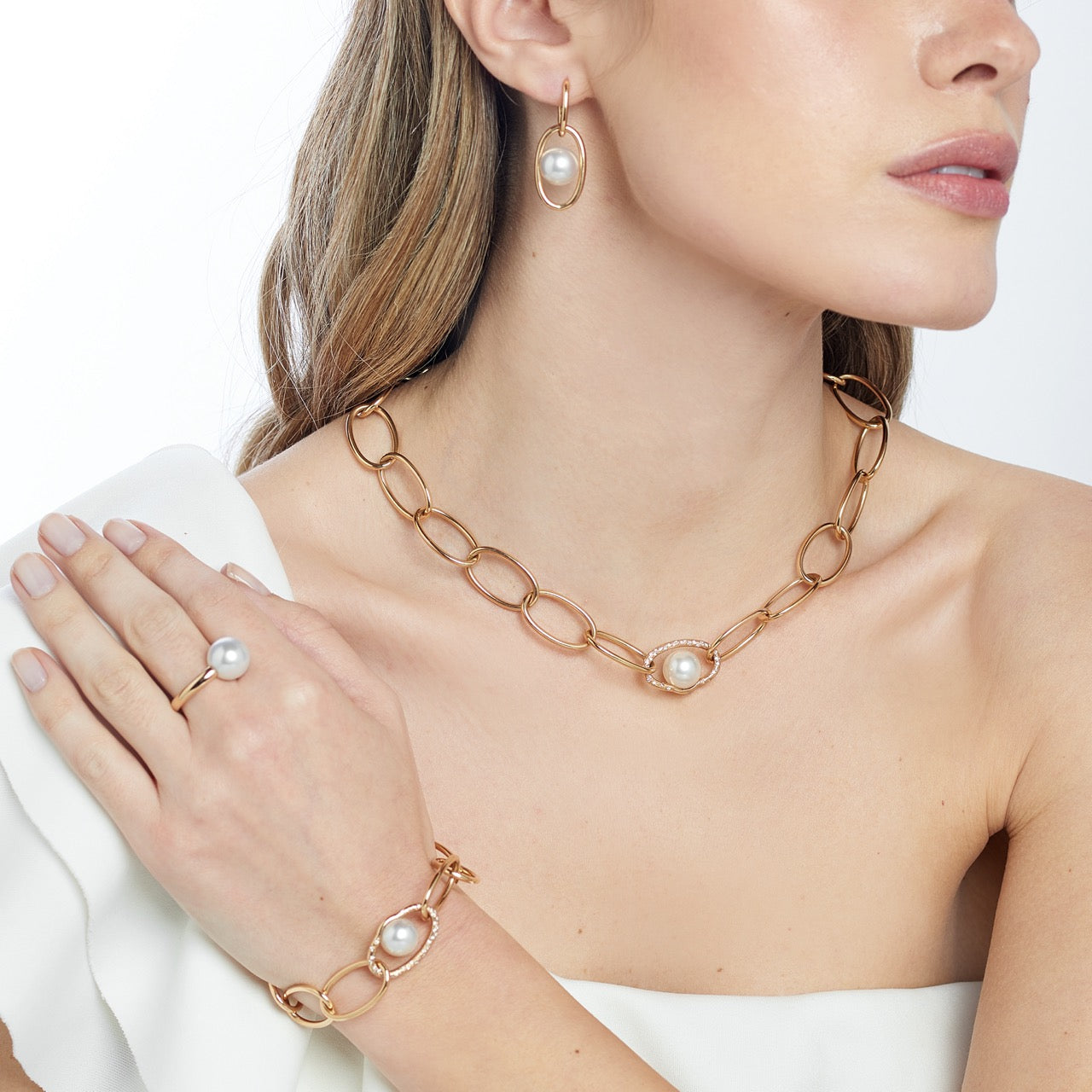 MIMI Bracciale Oro Rosa 18k con Perla South Sea e Diamanti