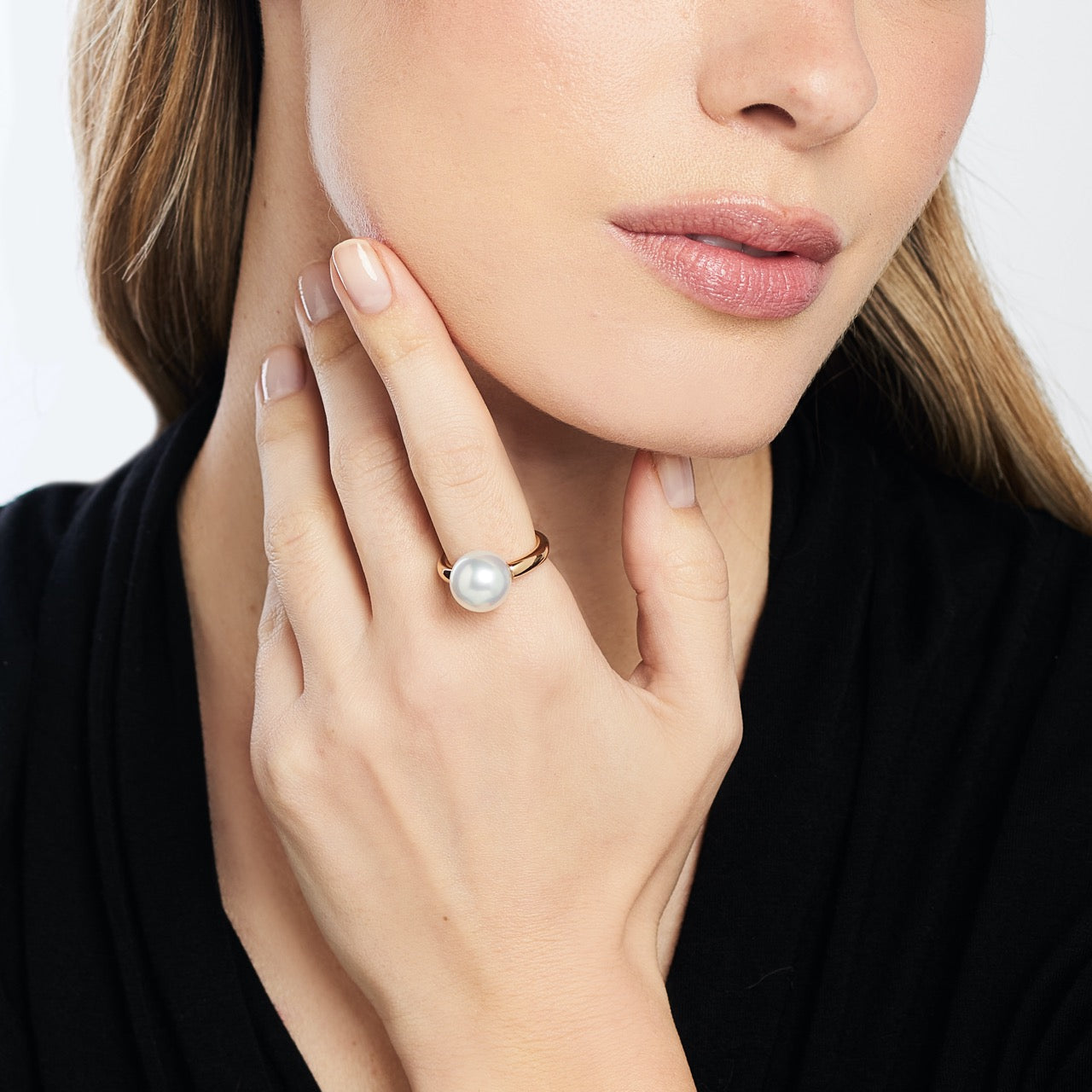MIMI Anello Milano in oro 18k con perla South Sea bianca