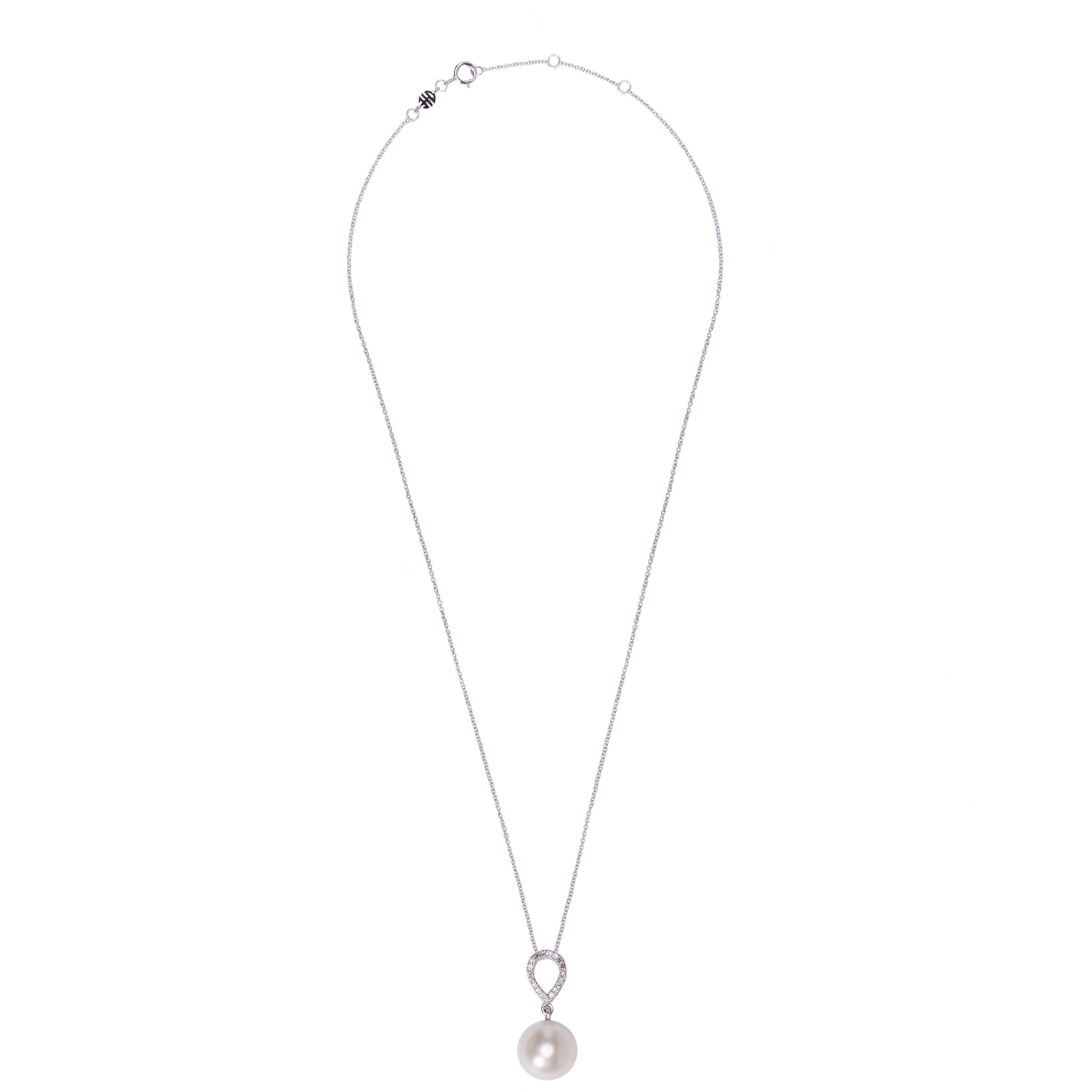 MIMI Pendente Vivienne Drop in oro bianco 18k con perla Akoya e diamanti