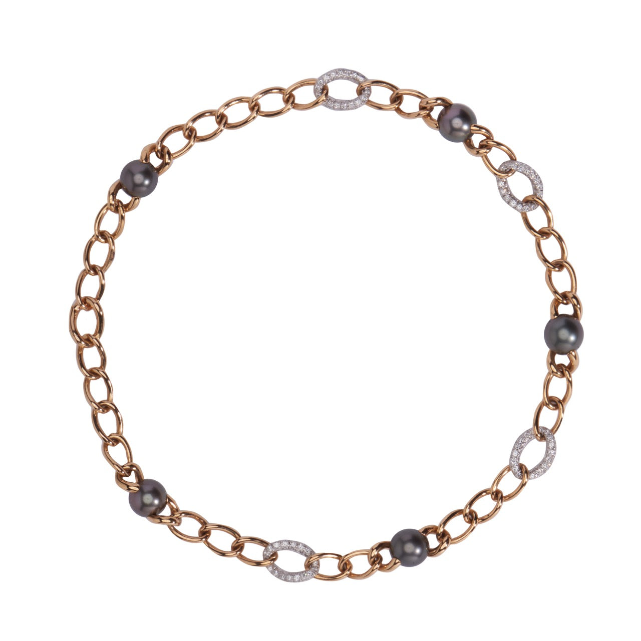 Collana Milano in Oro con Diamanti e Perle Nere South Sea