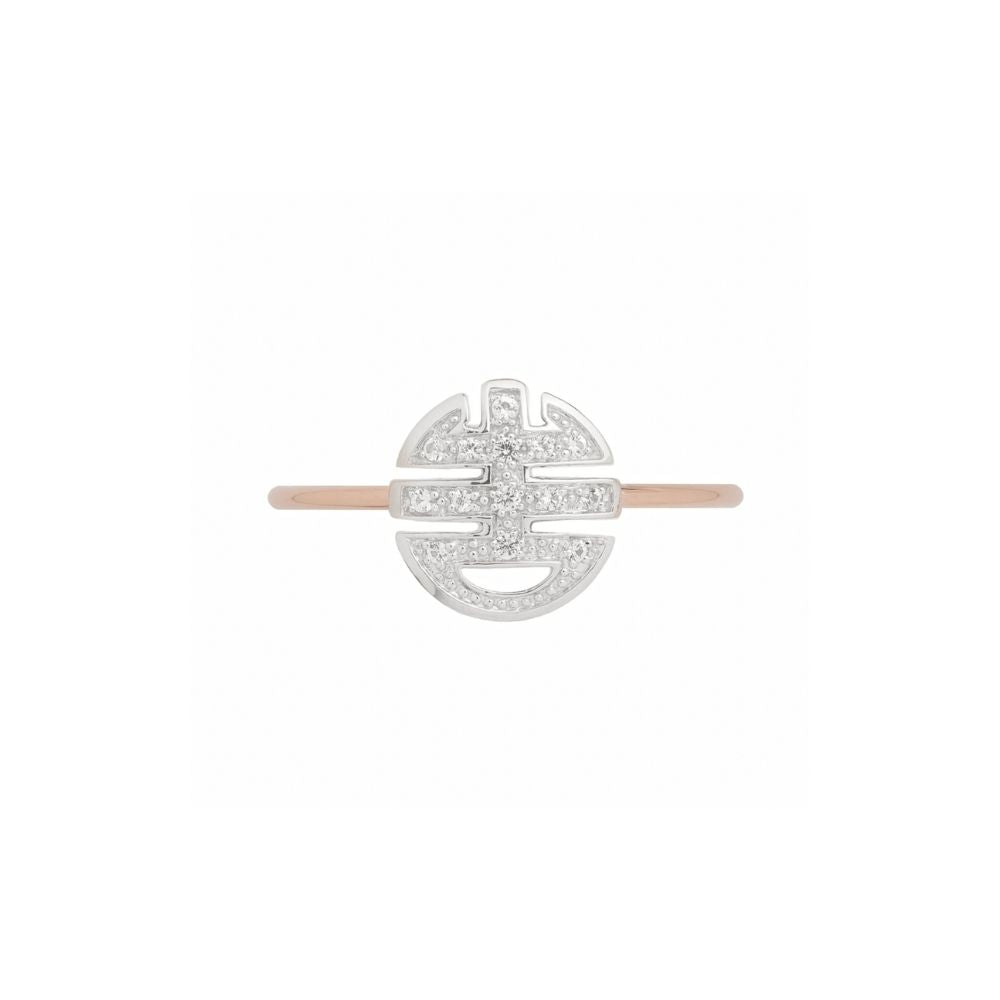 Anello Nagai in oro rosa con simbolo Ognibene e diamanti