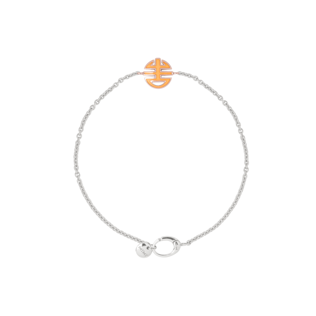 Bracciale Ognibene in argento, oro e smalto arancione