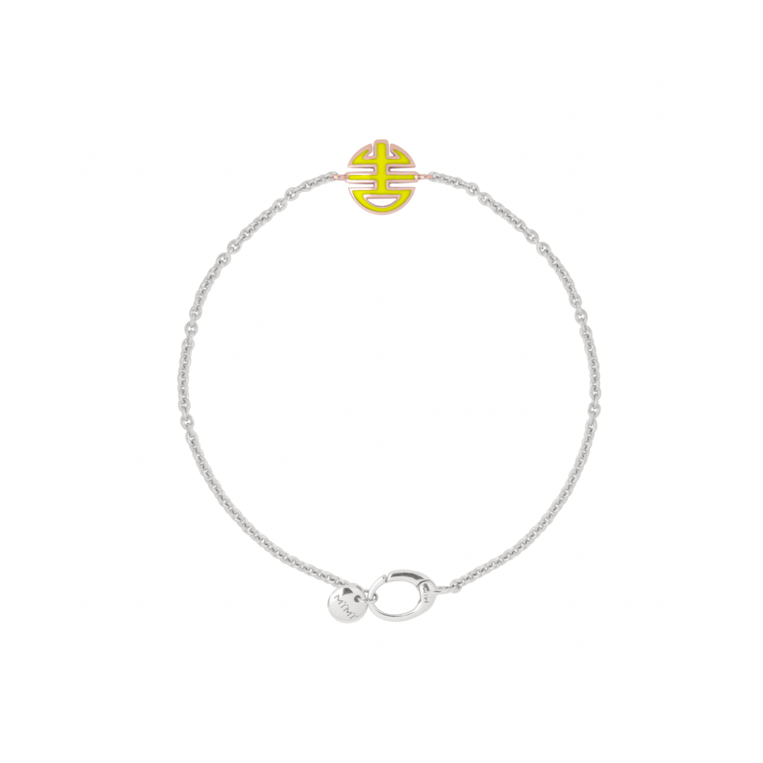 Bracciale Ognibene in argento, oro e smalto giallo