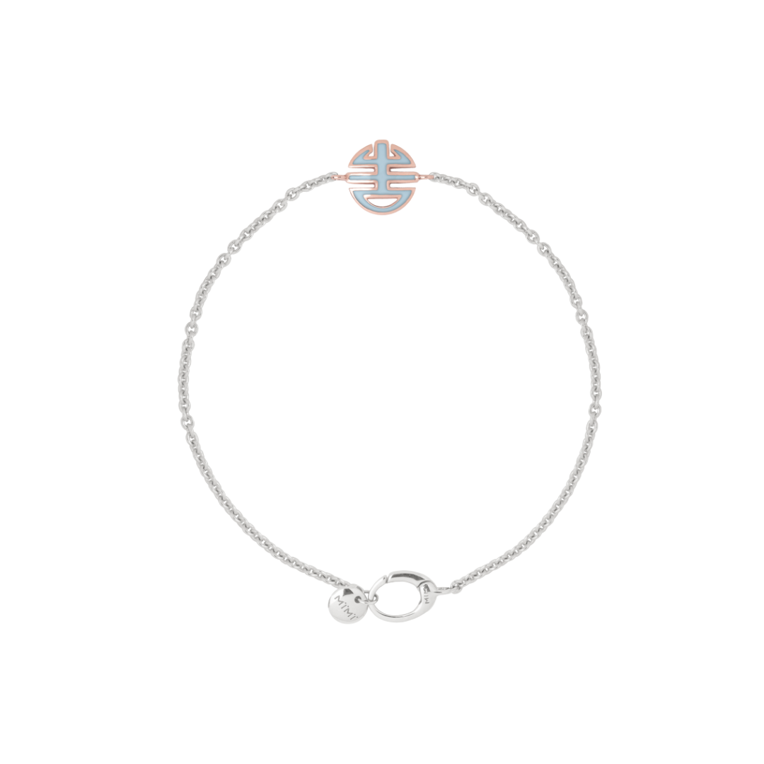Bracciale Ognibene in argento, oro e smalto azzurro