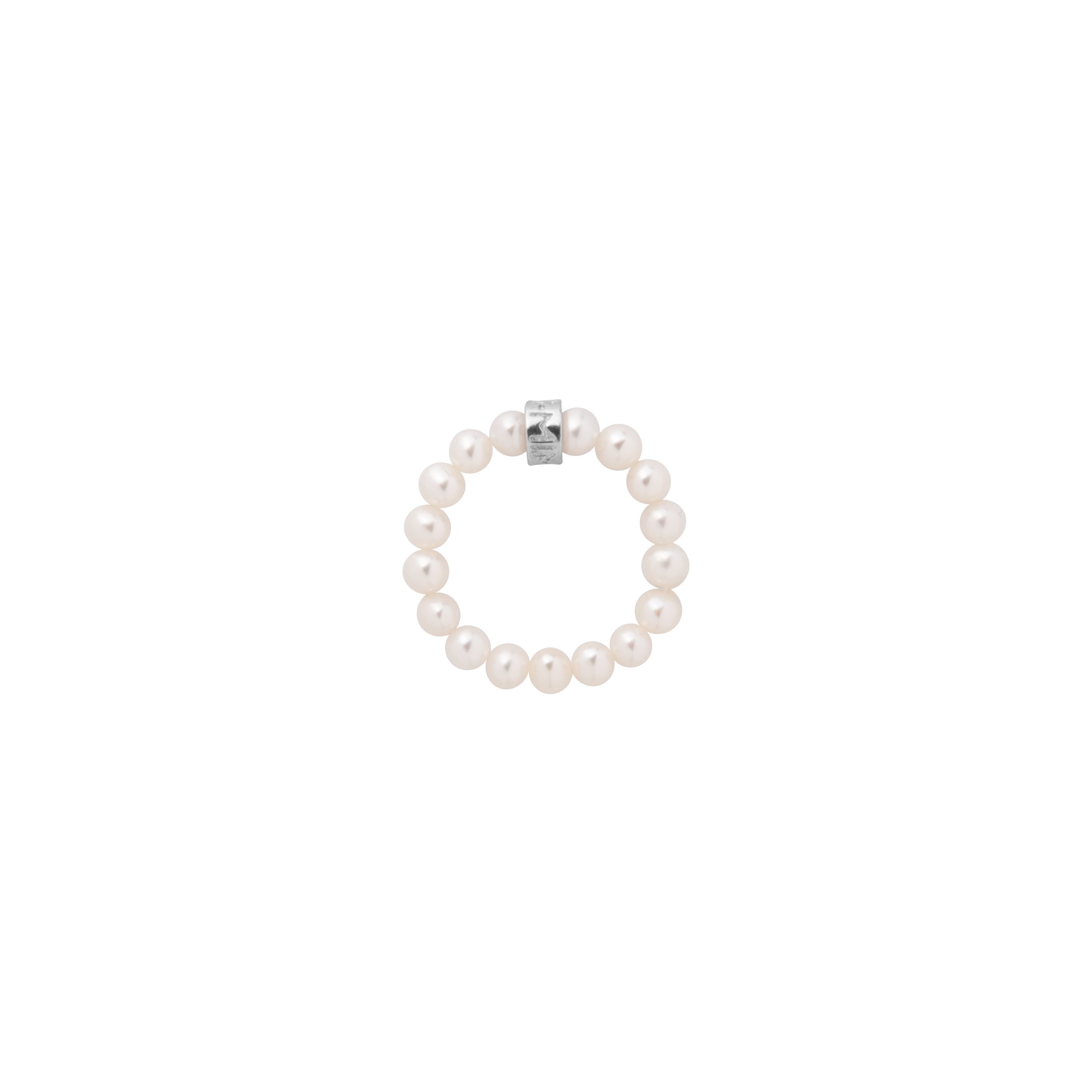 MIMI Anello Elastica con perle bianche piccole