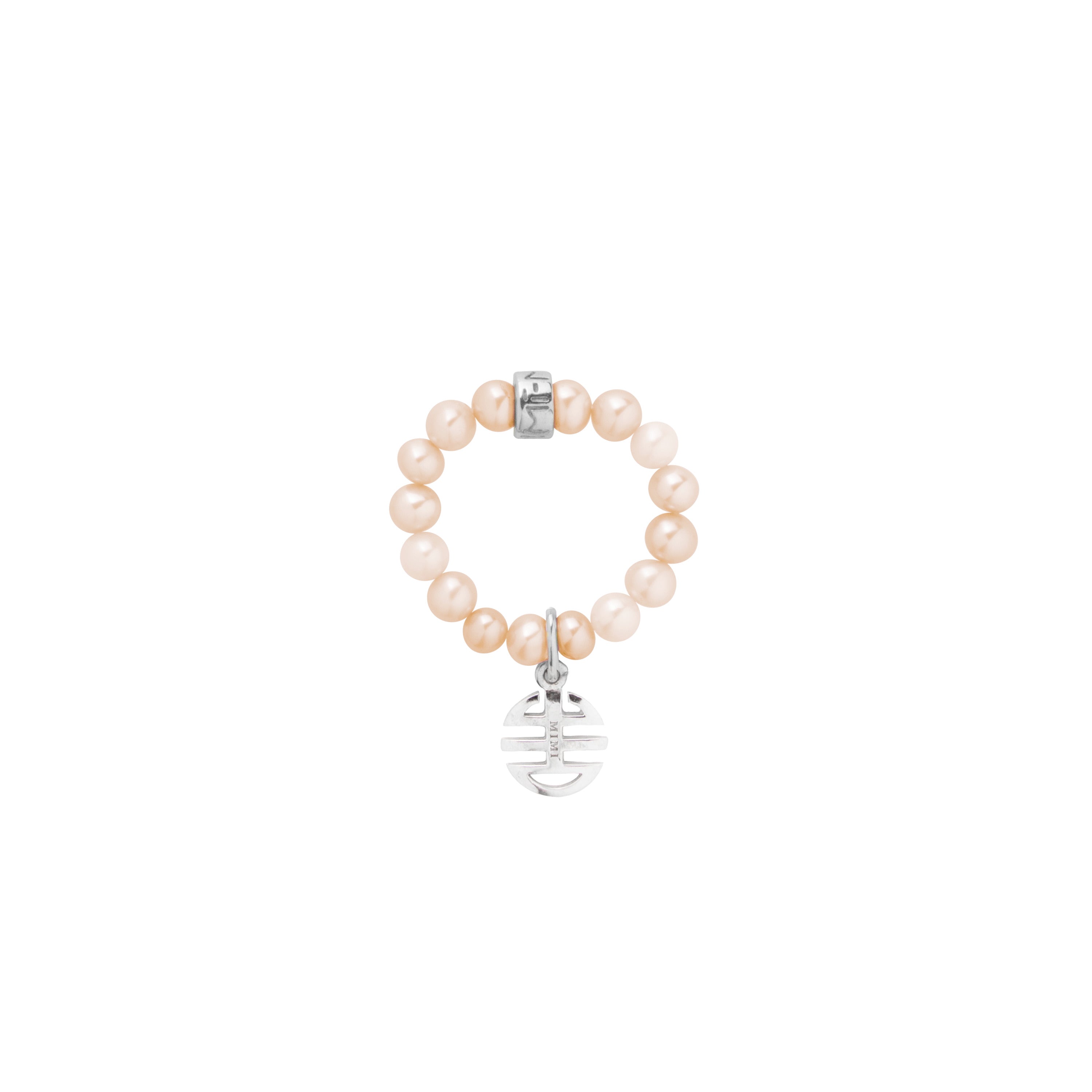 MIMI Anello Elastica con perle rosa e charm ognibene