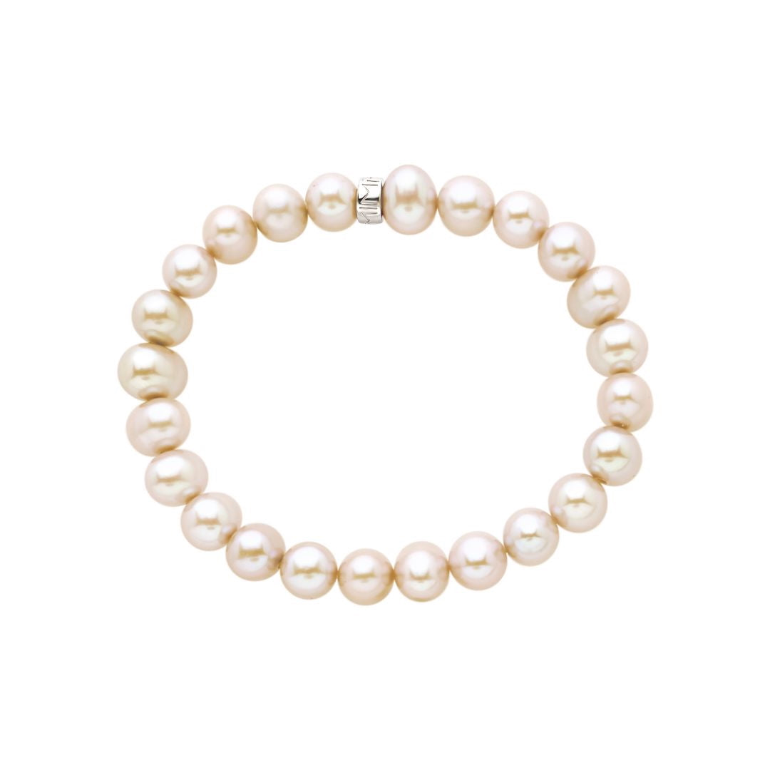 MIMI Bracciale Elastica con perle bianche grandi