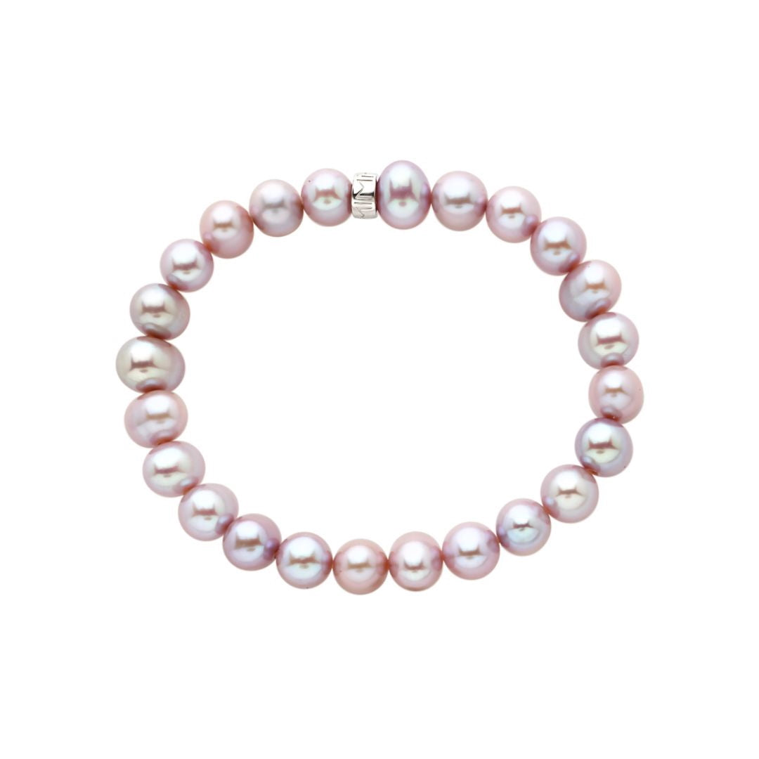 MIMI Bracciale Elastica con perle viola grandi