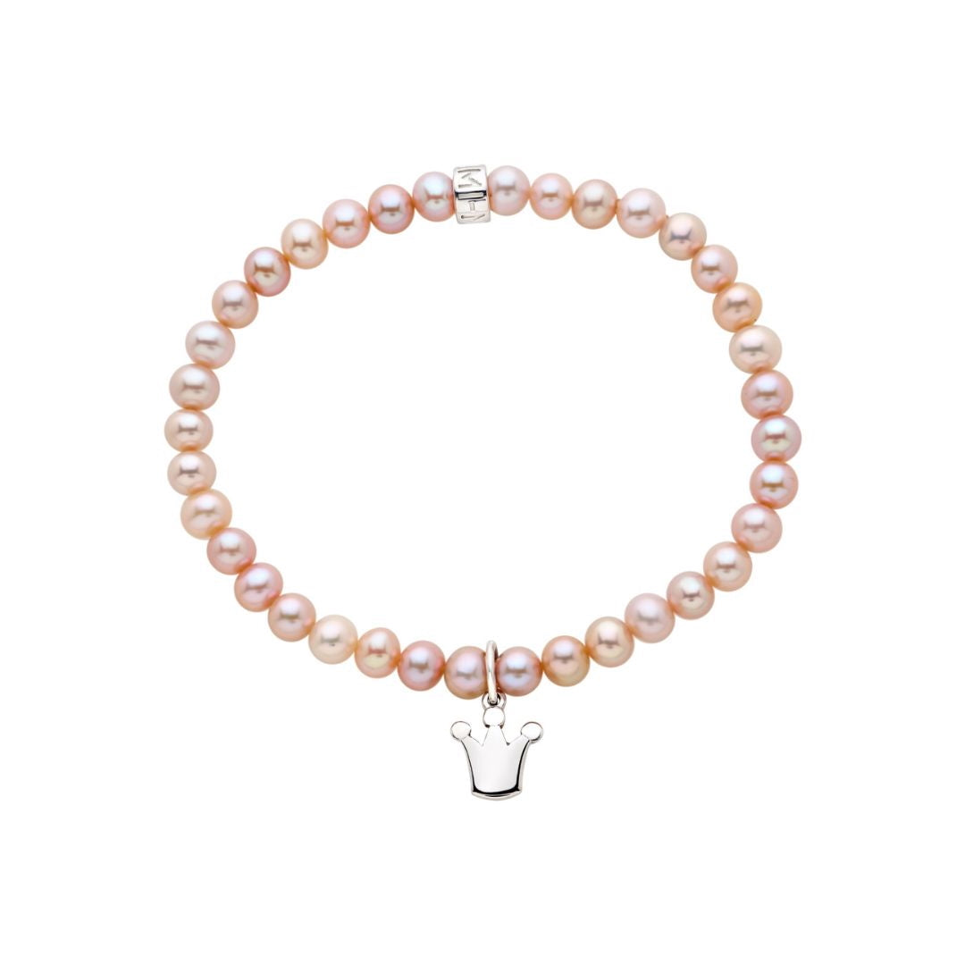 MIMI Bracciale Elastica perle viola e charm corona