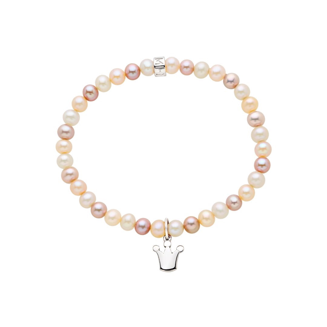 MIMI Bracciale Elastica perle multicolor e charm corona