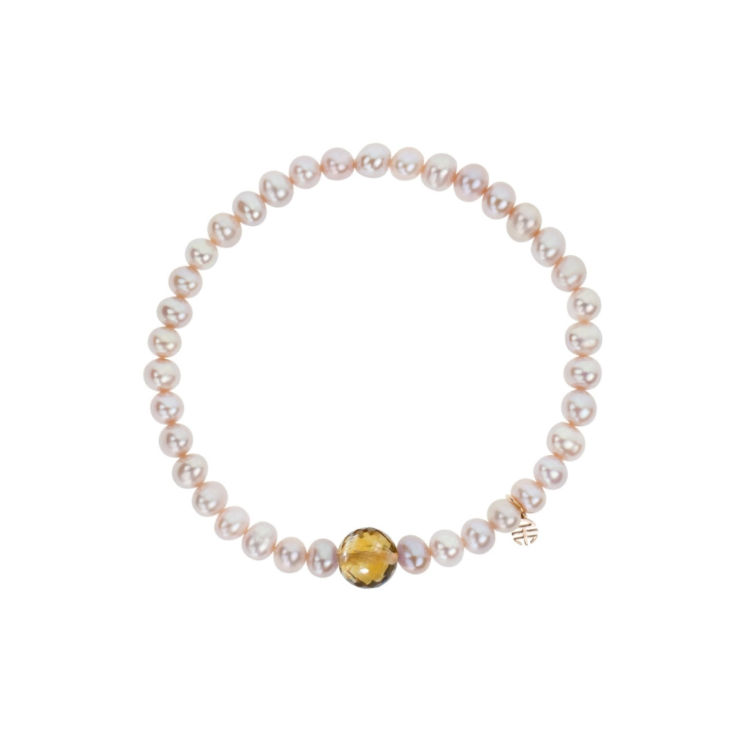 MIMI Bracciale Elastica con perle e granato rosso