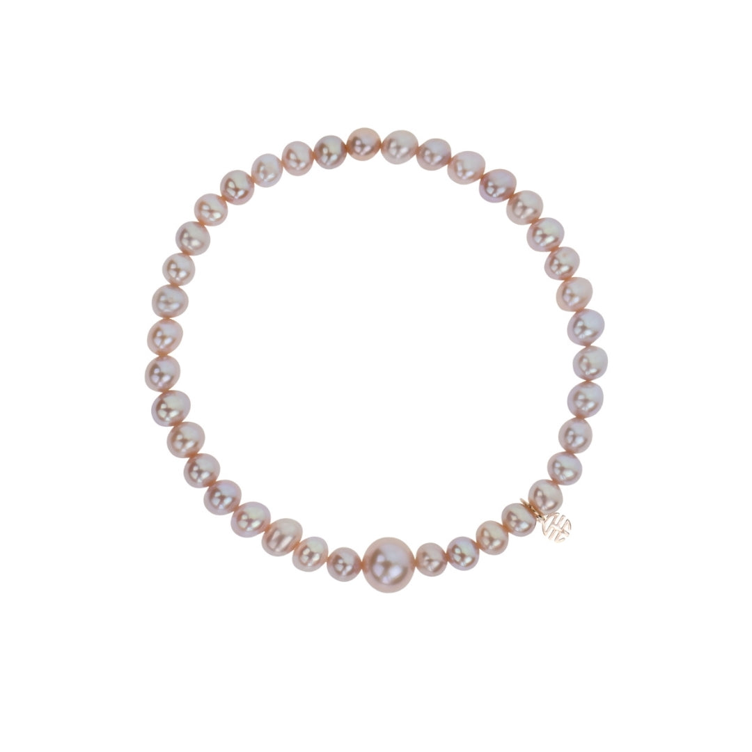 MIMI Bracciale Elastica con perle viola e Ognibene oro