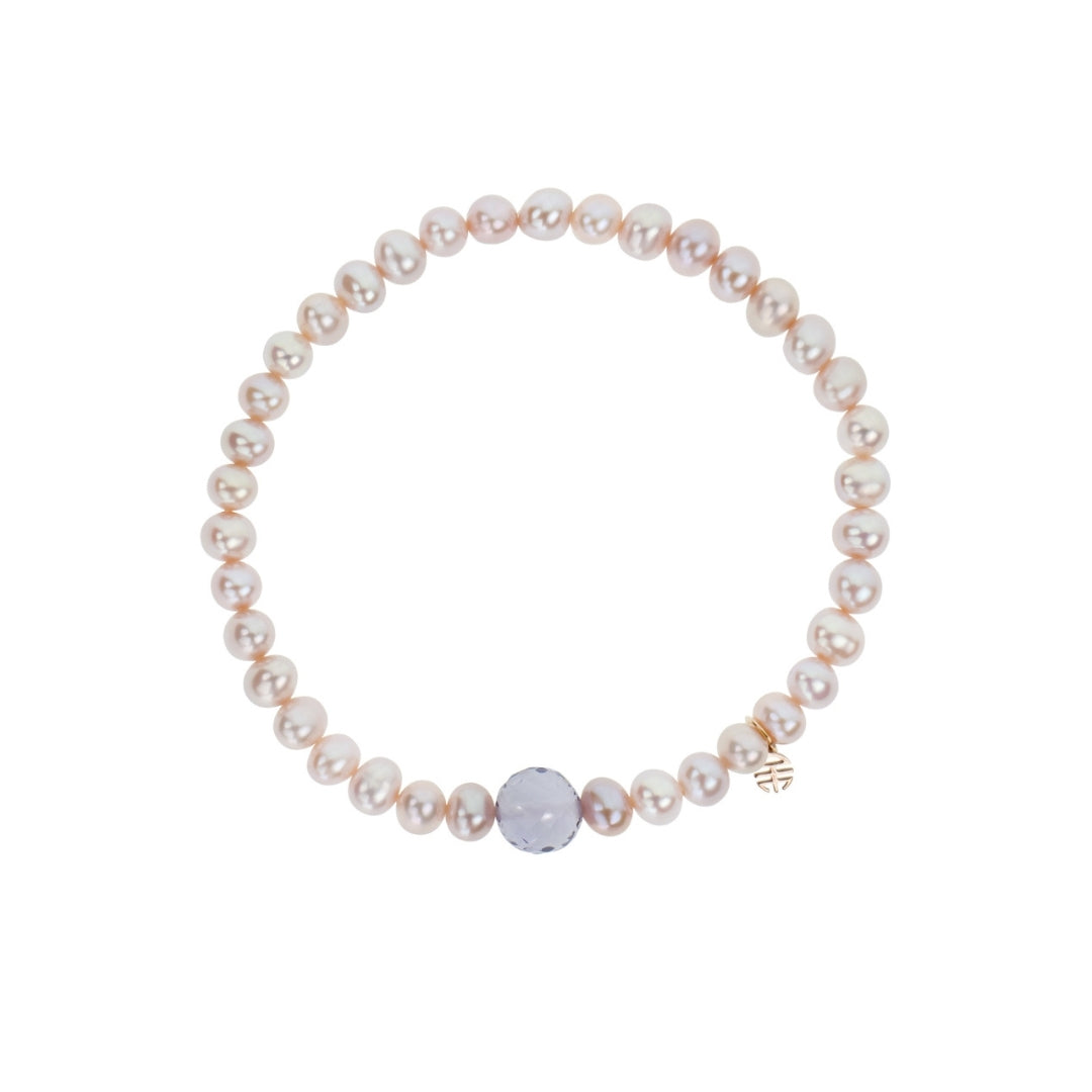 MIMI Bracciale Elastica con perle e granato rosso