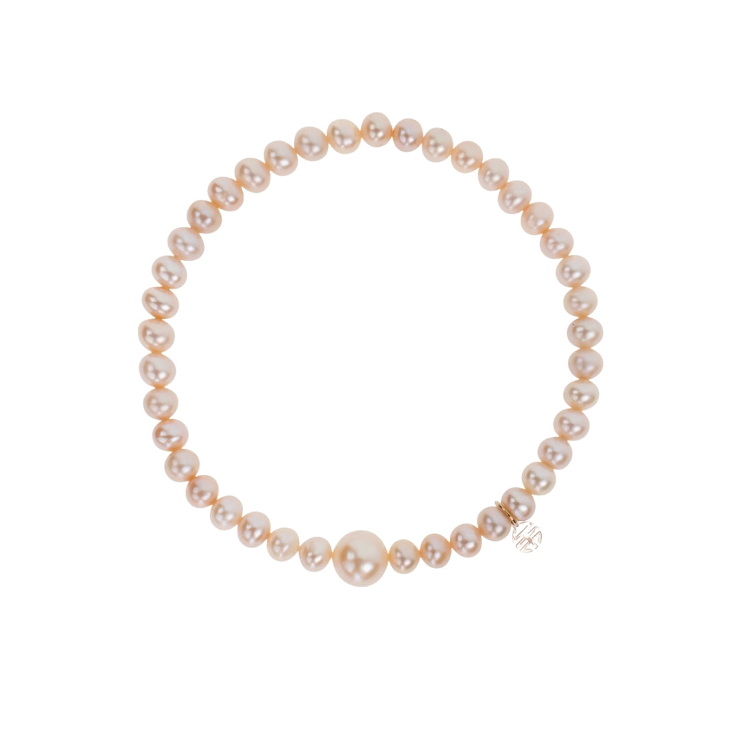 MIMI Bracciale Elastica con perle rosa e Ognibene oro