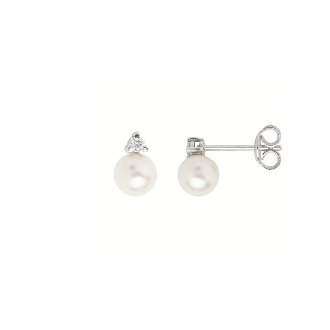 MIMI Orecchini Punti Luce con Perle Akoya e Diamanti 7mm