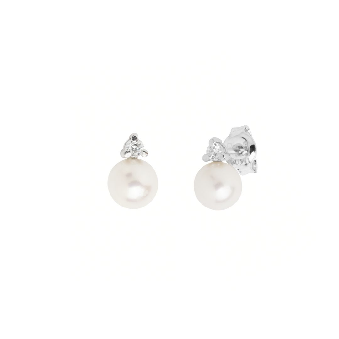MIMI Orecchini Punti Luce con Perle Akoya e Diamanti 7mm