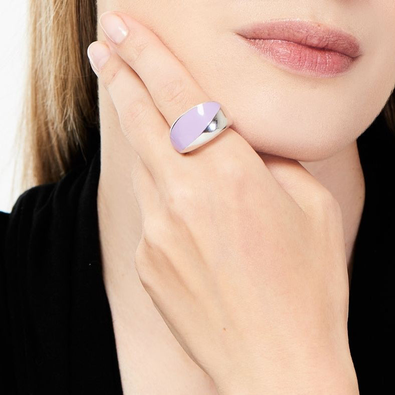 MIMI Anello Dune in argento con smalto giallo smalto viola