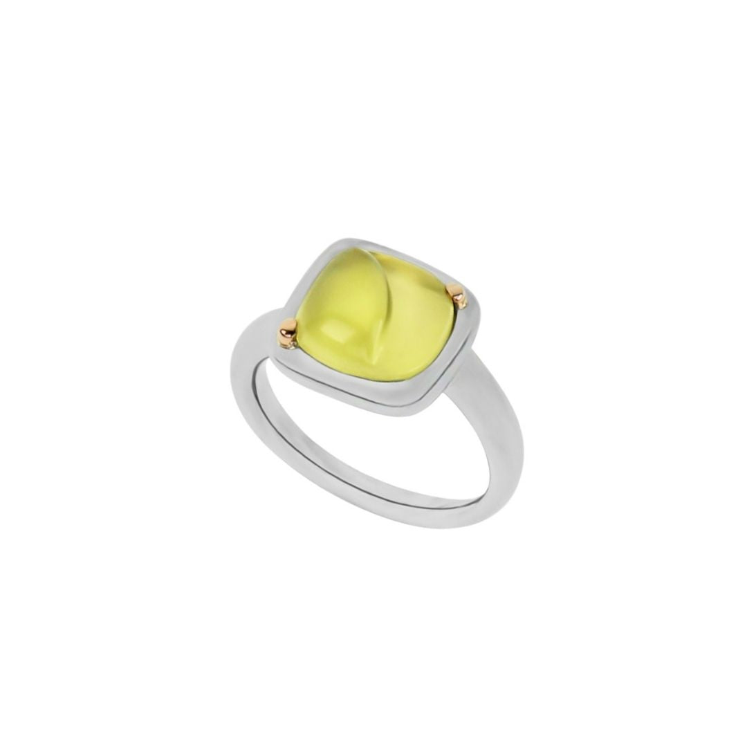 MIMI Anello Dune in argento, oro rosa e pietre naturali quarzo lemon