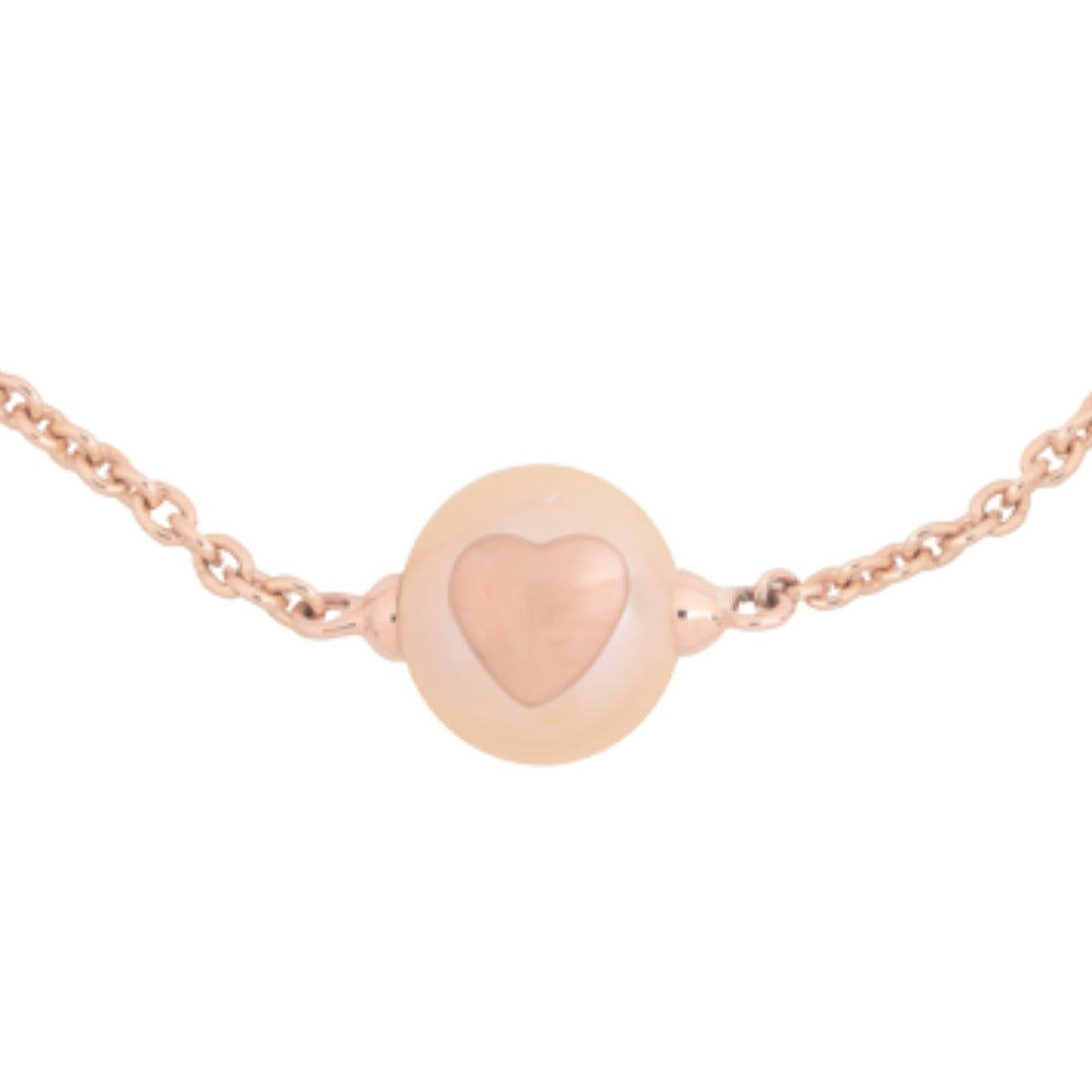 MIMI Bracciale les Lulu in Oro e Perla Freshwater rosa- cuore