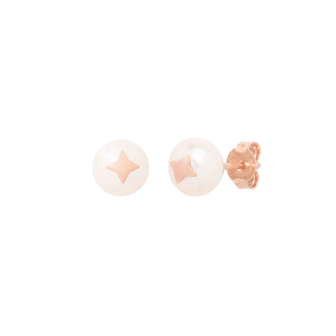 MIMI Orecchini Les lulu in Oro e Perla Freshwater bianca- stella