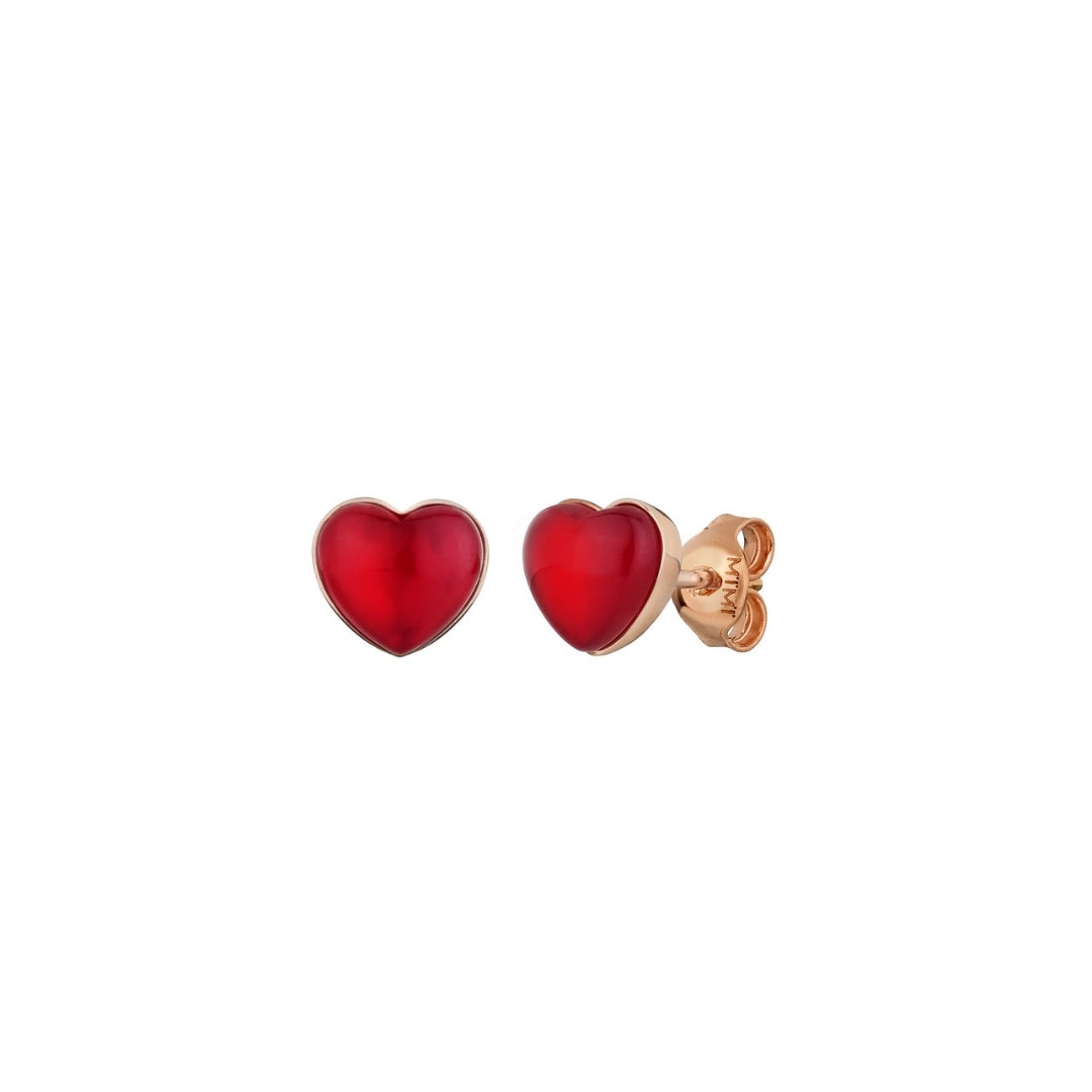 Orecchini bottone Zabette Cuore rosso