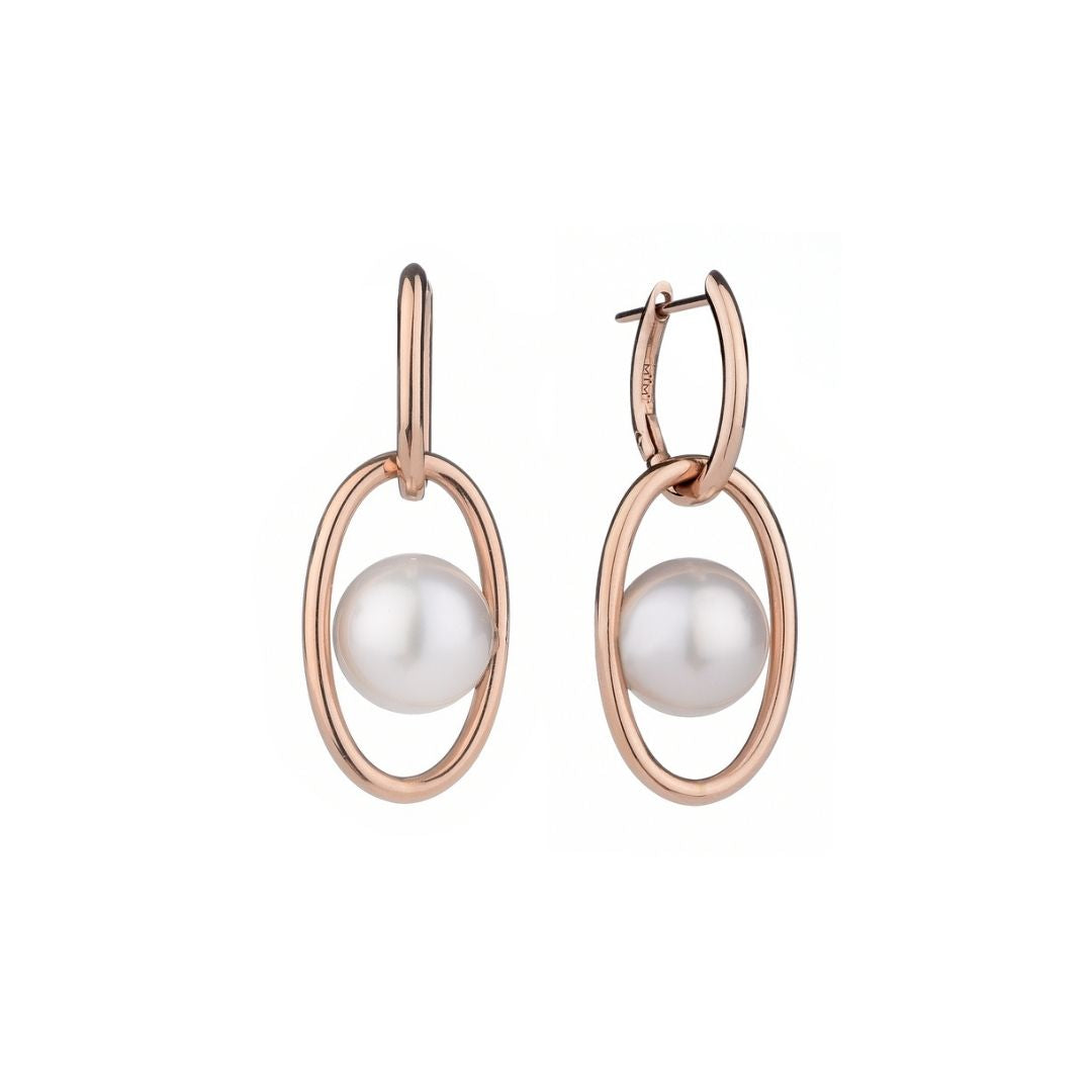 MIMI Orecchini Milano in oro rosa con perle South Sea bianche pendenti