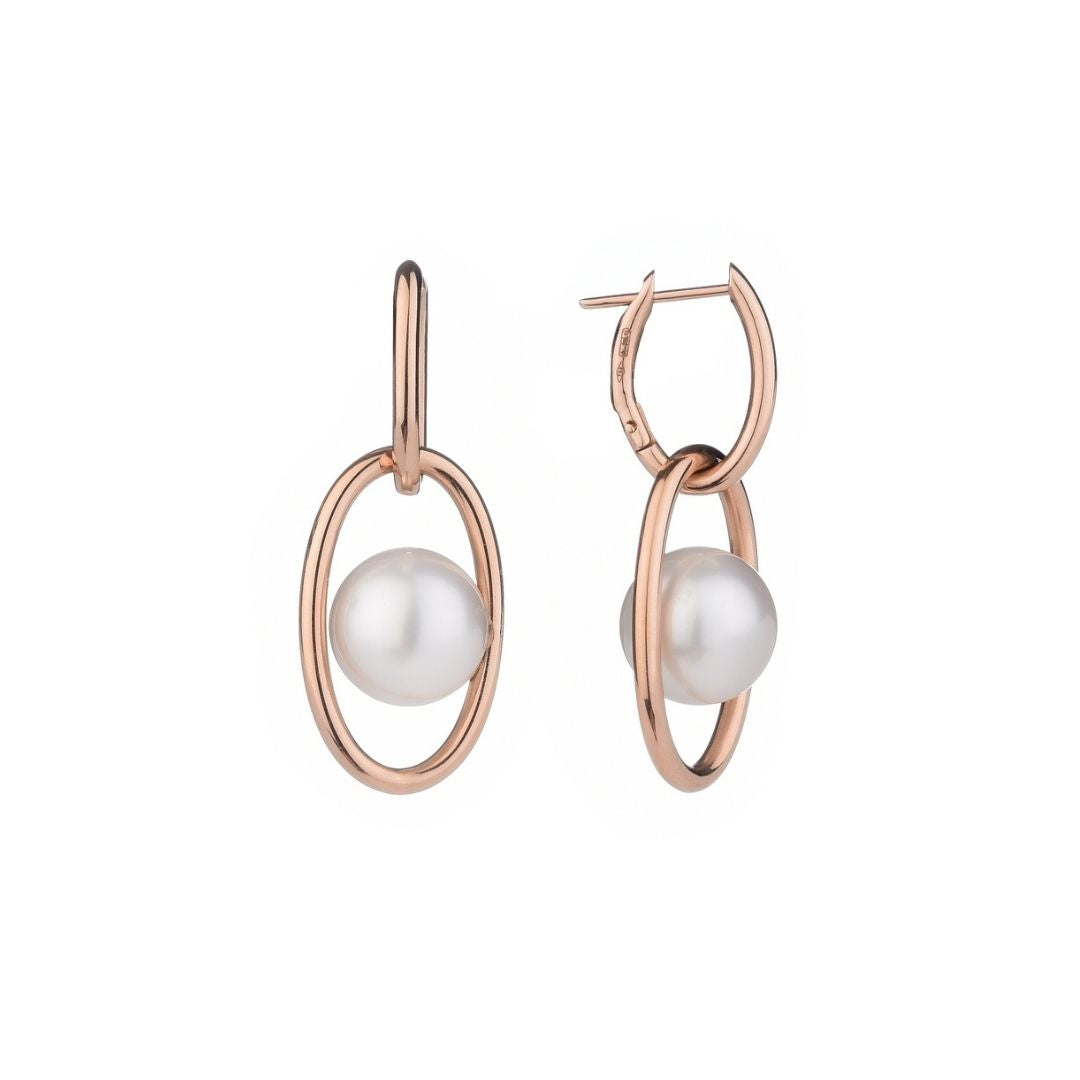 MIMI Orecchini Milano in oro rosa con perle South Sea bianche pendenti